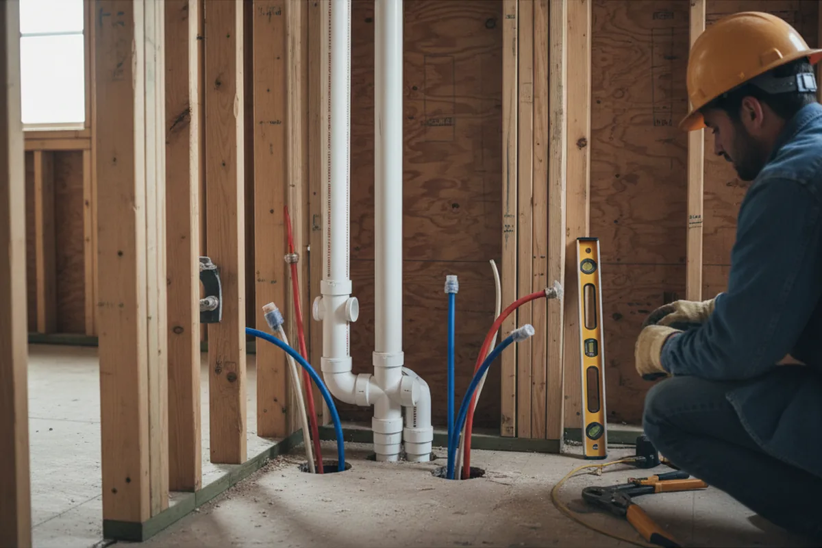Drain and supply rough-in during Leak Detection in Gibson