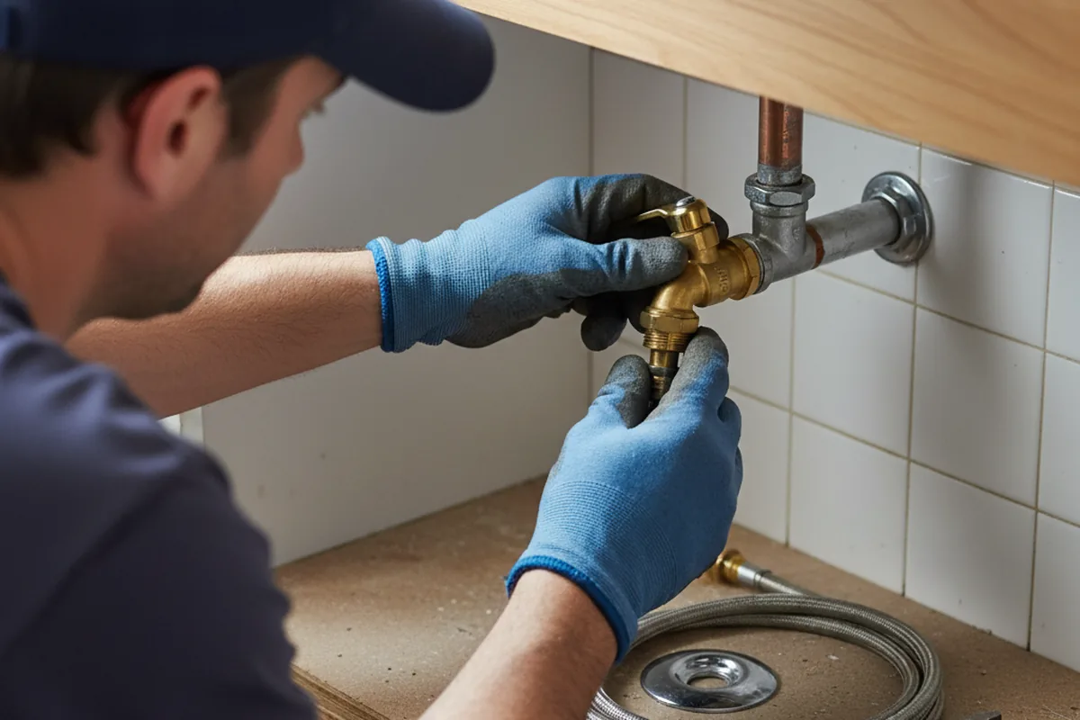 Shutoff valve and fitting work during Emergency Plumbing in Gibson